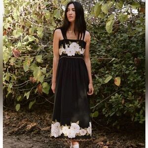 THE GREAT. Floral Appliqué Dress